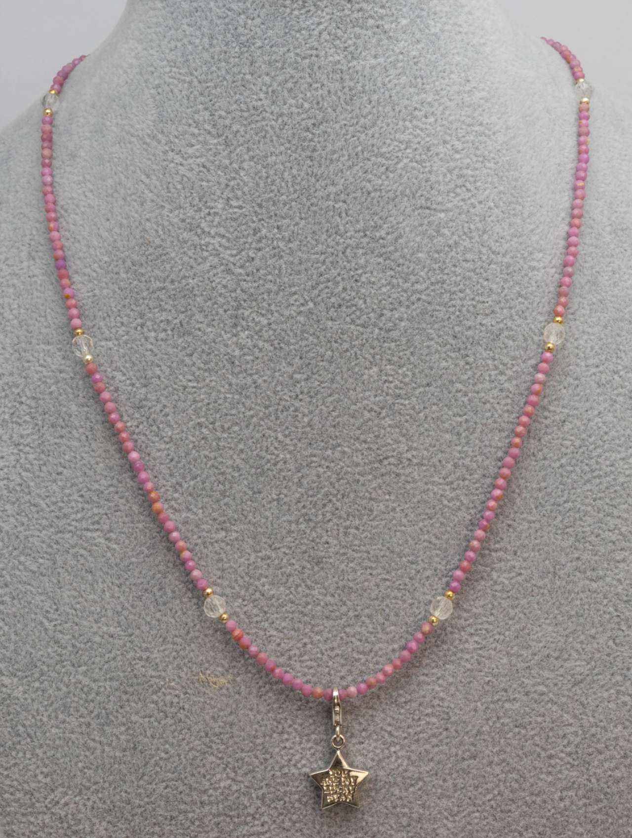 Phosphosiderit - Bergkristall Edelstein Kette - Collier - Edelsteinkette - 925er Silber #5830