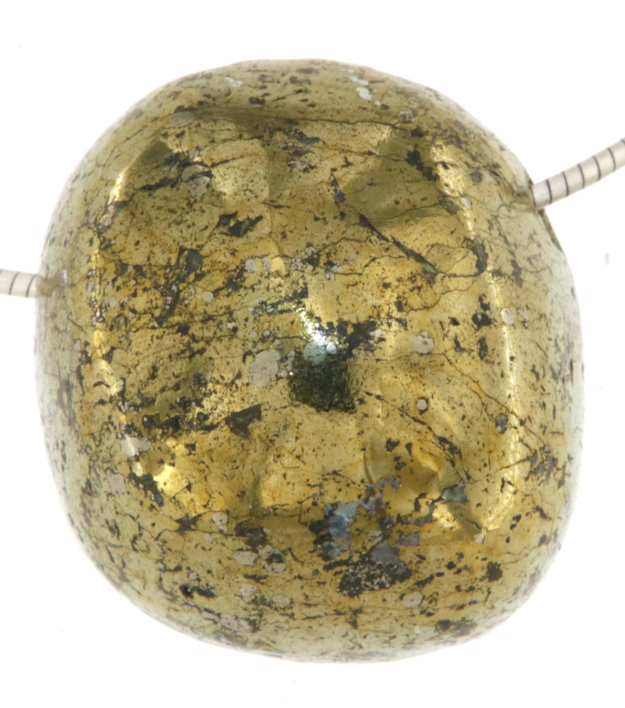 Pyrit - Chalkopyrit Trommelstein Edelstein Schmuck Ketten Anhänger - A Qualität #0486