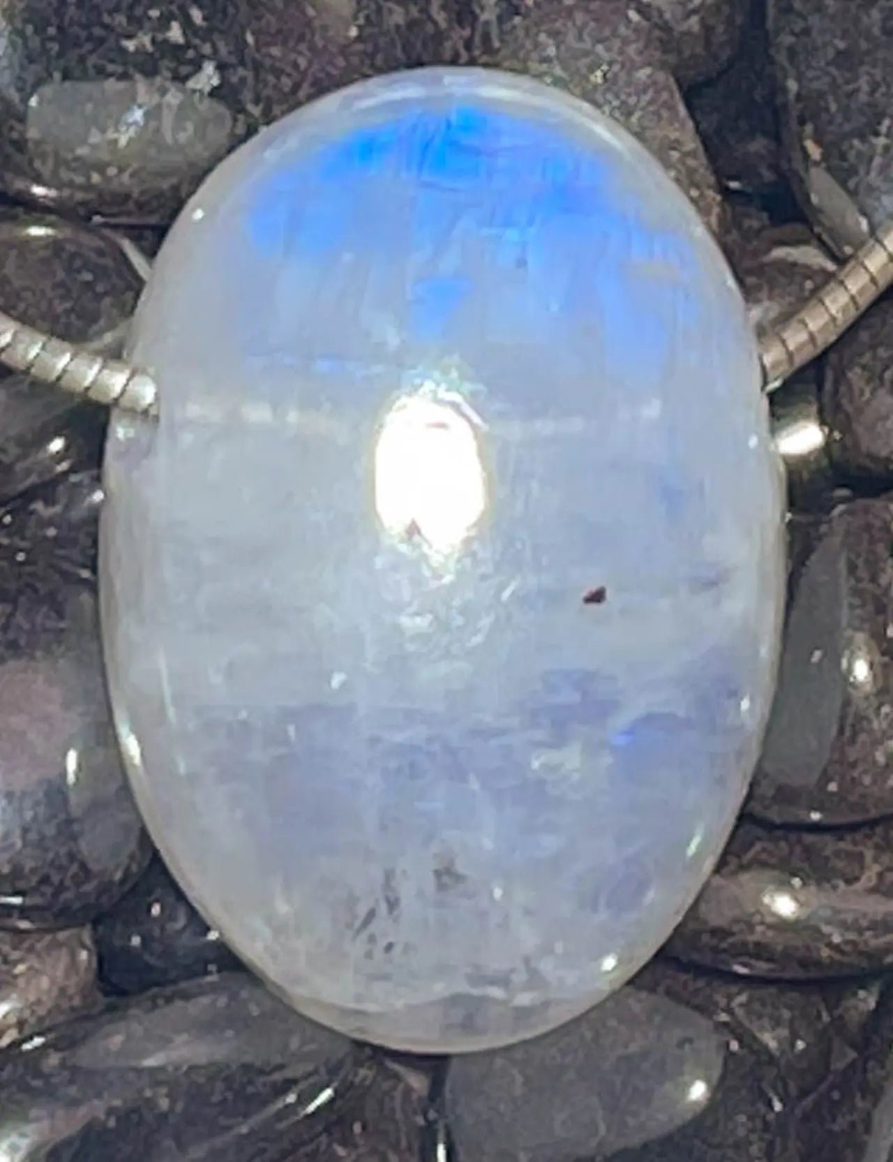 Mondstein - Regenbogenmondstein - weißer Labradorit Trommelstein Schmuck Ketten Anhänger - A Qualität #7135
