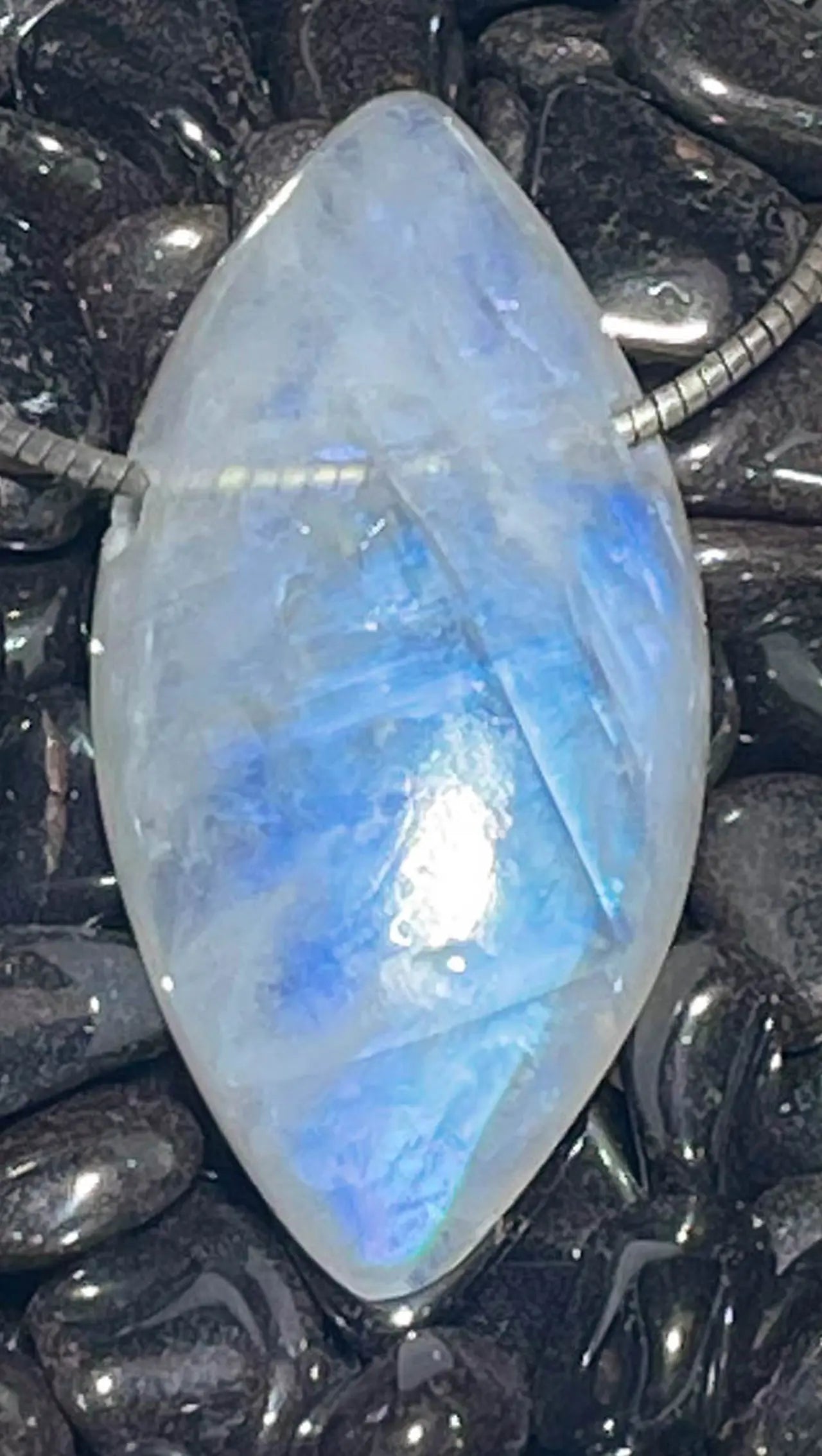 Mondstein - Regenbogenmondstein - weißer Labradorit Trommelstein Schmuck Ketten Anhänger - A Qualität #7125