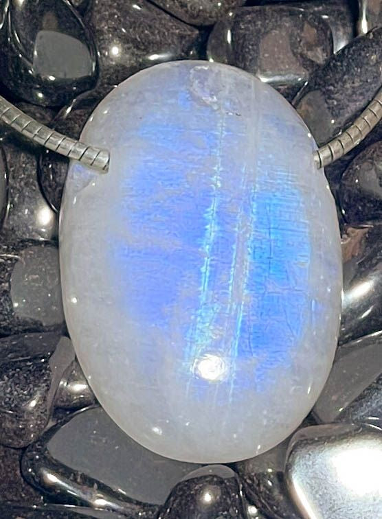 Mondstein - Regenbogenmondstein - weißer Labradorit Trommelstein Schmuck Ketten Anhänger - A Qualität #7126