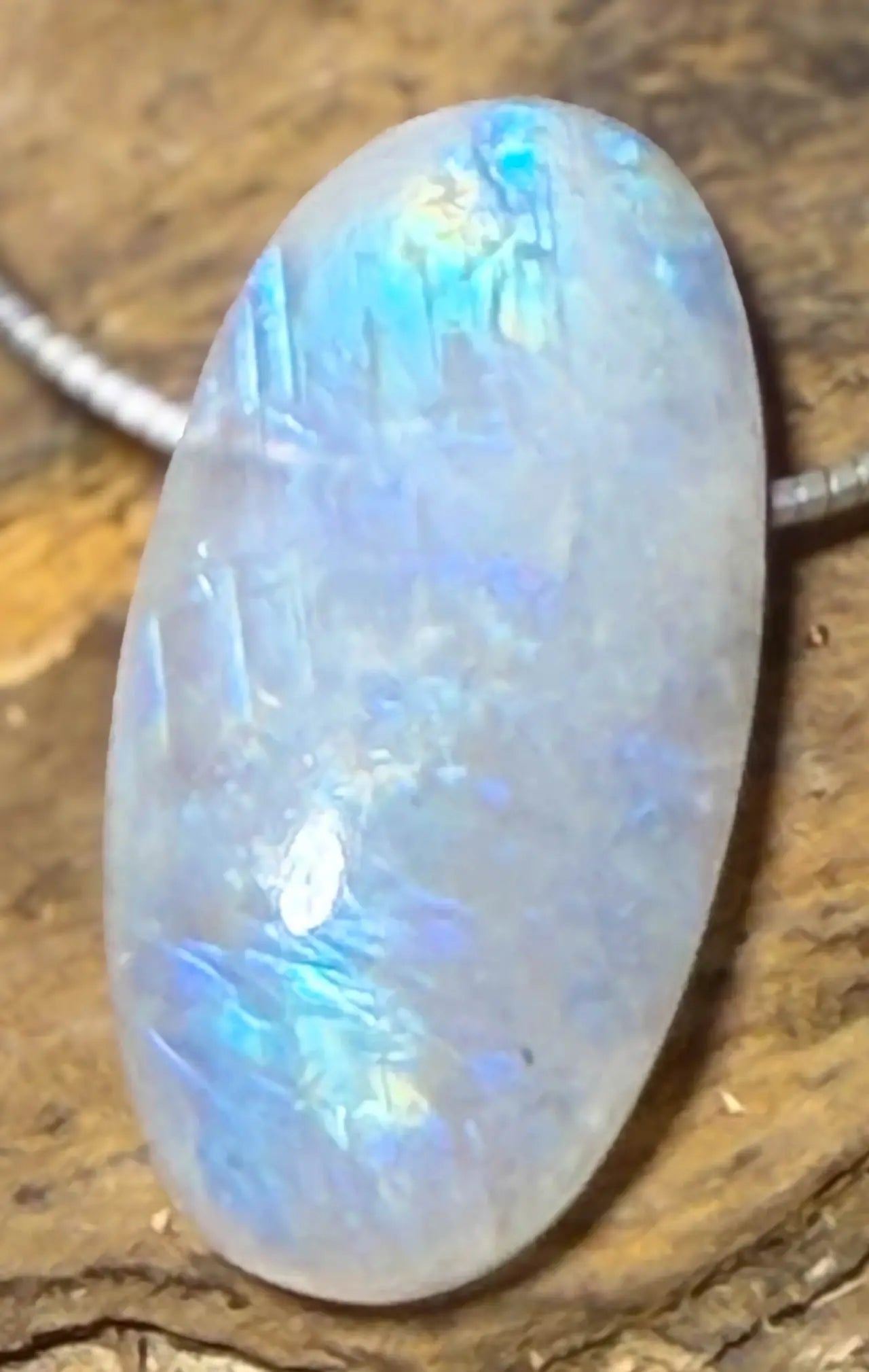 Regenbogenmondstein - weißer Labradorit Trommelstein Schmuck Ketten Anhänger - A Qualität #6913 - seelensteinchen