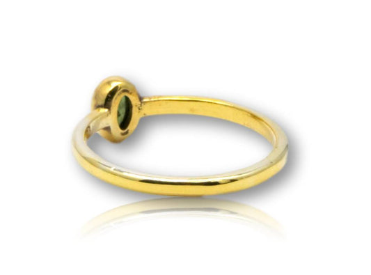grüner Turmalin - Verdelith - Ring aus 935er Silber - 24K vergoldet - Made in Germany - Größe 58 - #5306
