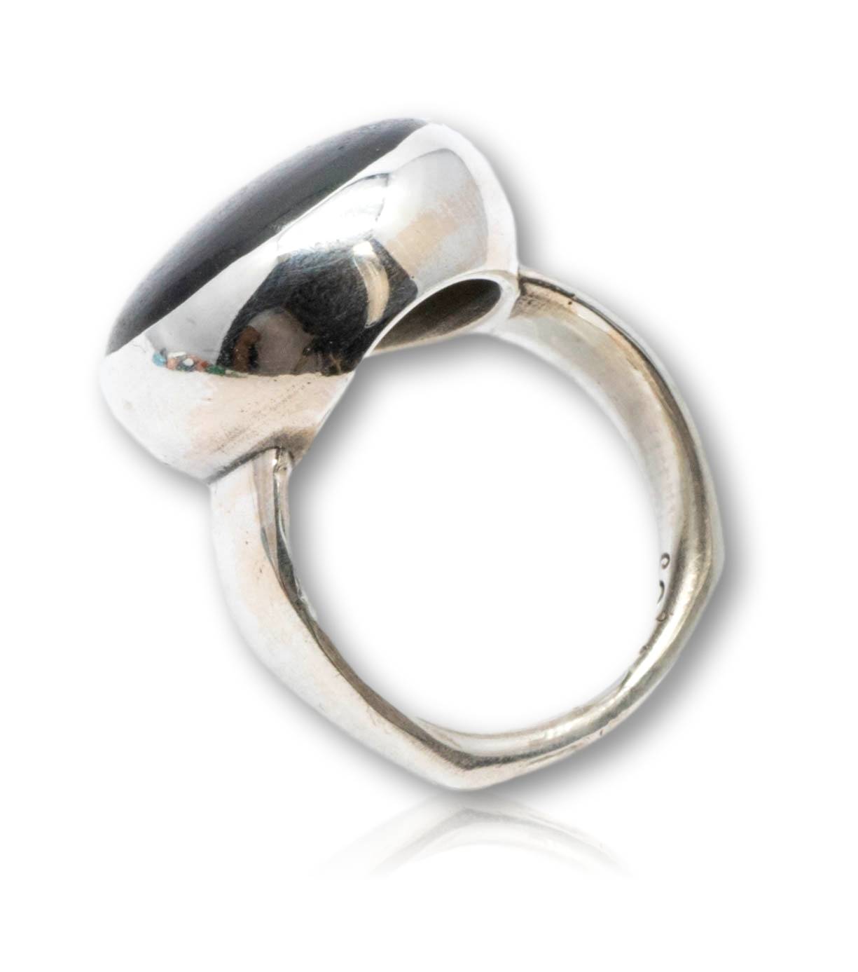 schwarzer Turmalin Ring aus 935er Silber - Made in Germany - Größe 64 - #5238