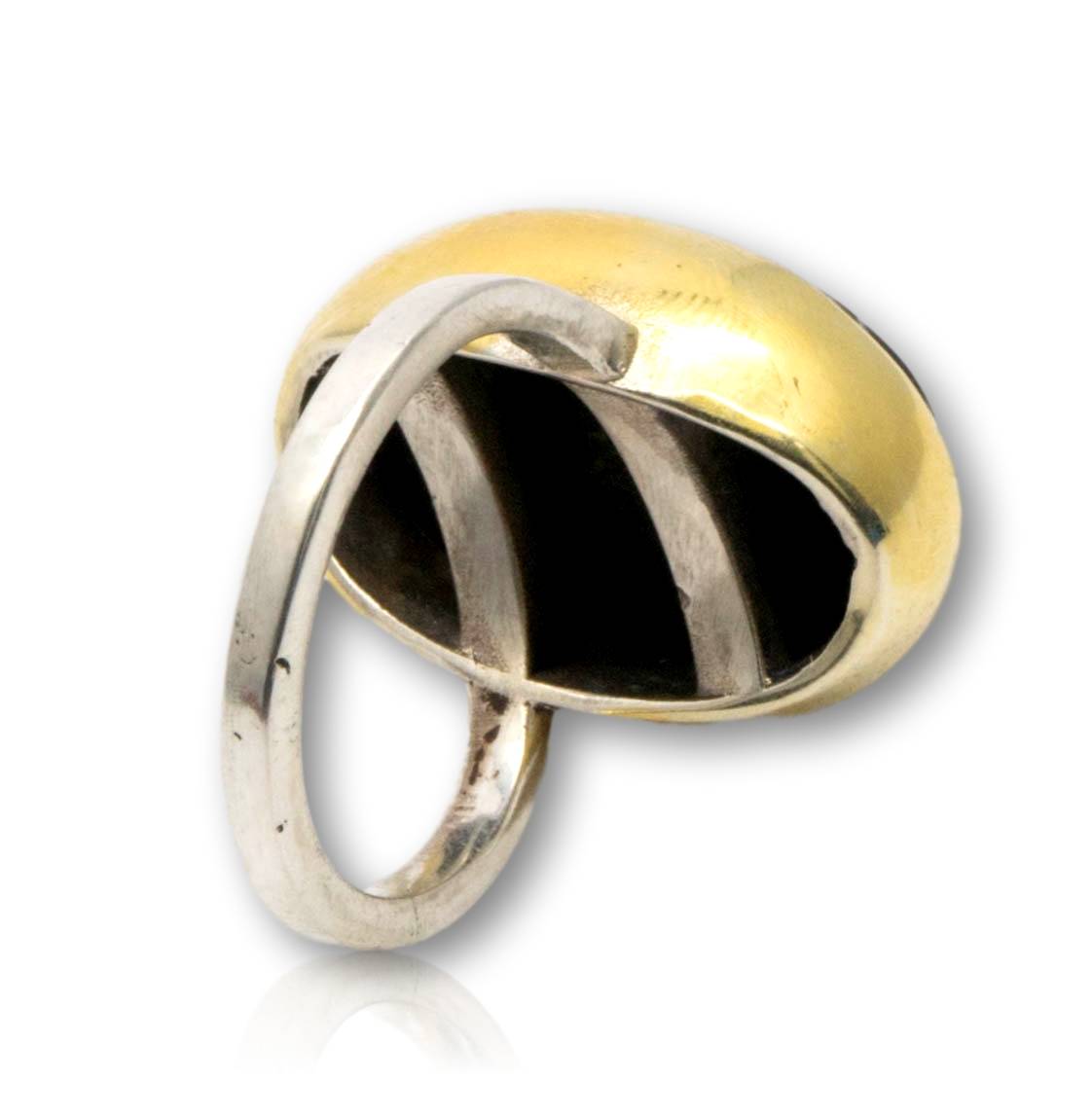 edler schwarzer Turmalin Ring aus 935er Silber - 24K vergoldet - Made in Germany - Größe 59 - #5267