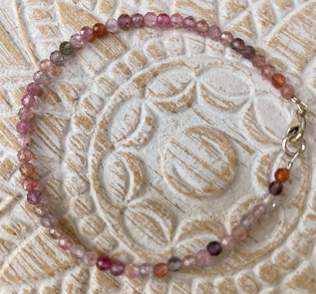roter Turmalin Edelstein Armband - Edelsteinarmband - 925er Silber Schmuck - #6147