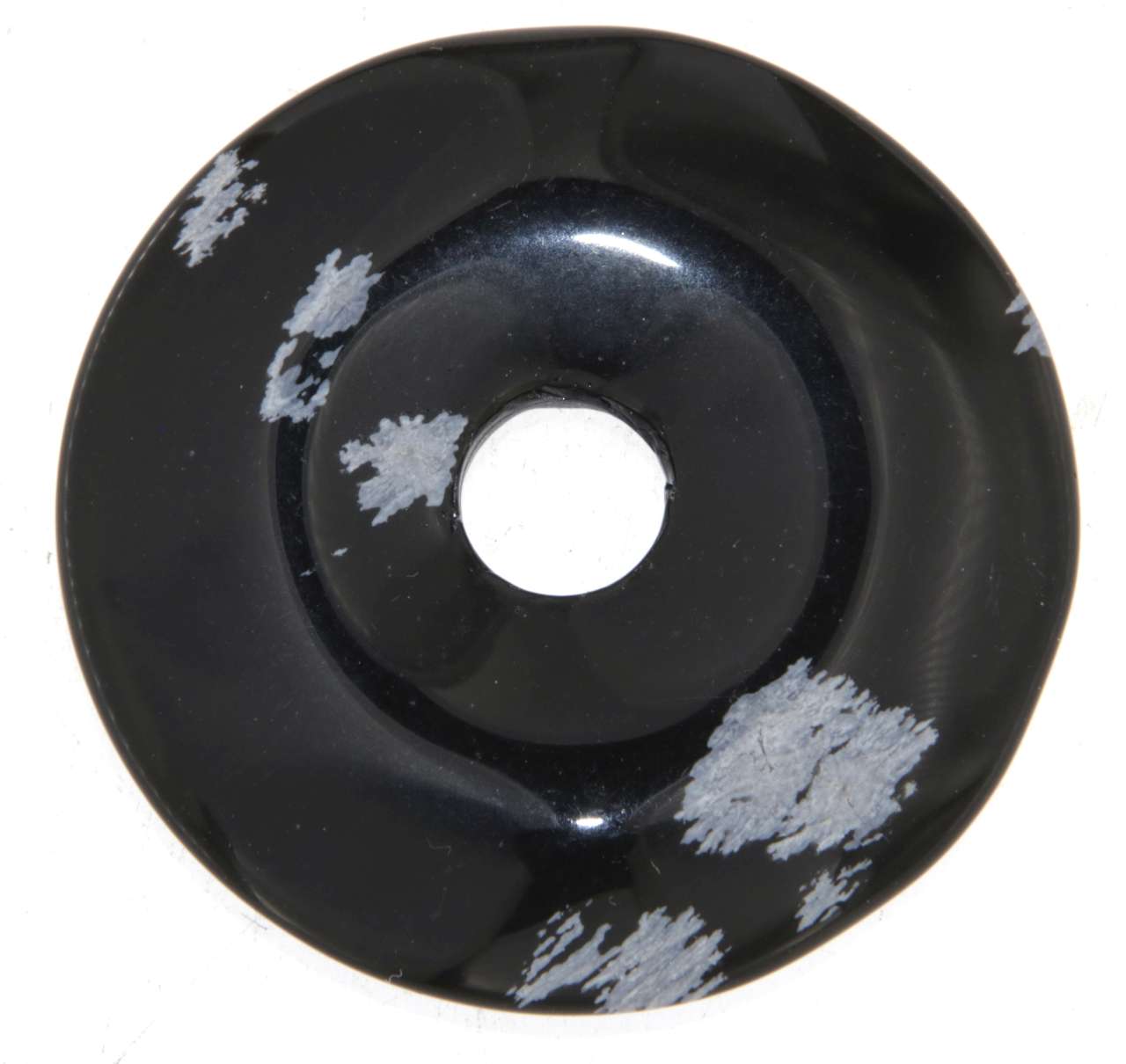 Schneeflockenobsidian - Obsidian Donut Edelstein Schmuck Ketten Anhänger 40mm - A Qualität #6741