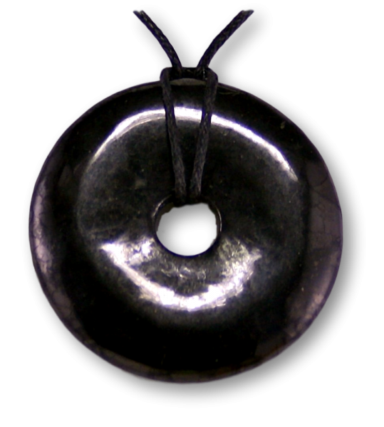 Schungit 50mm Donut Edelstein Schmuck Ketten Anhänger AA Qualität #7058