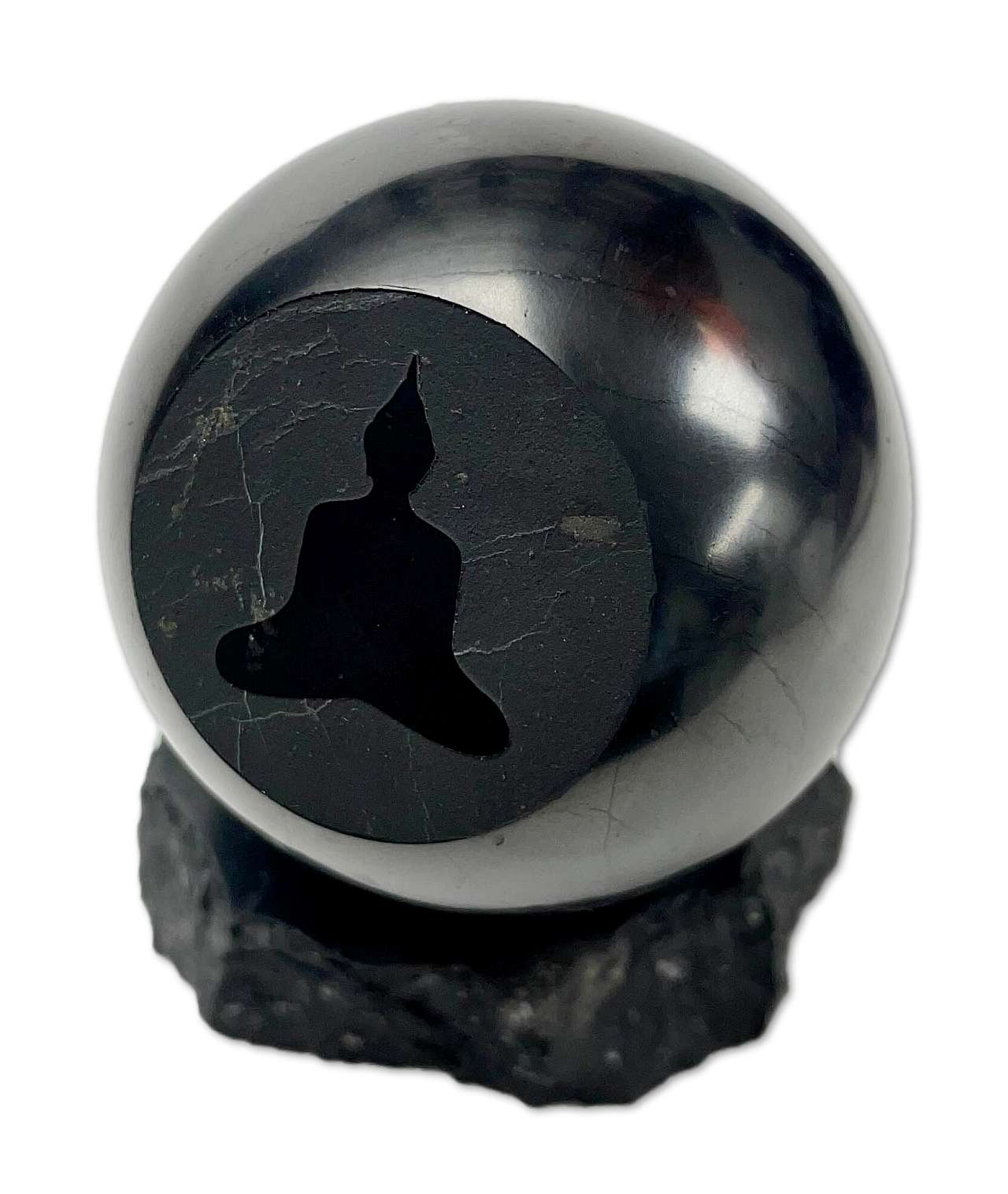 Schungit Kugel 5cm - Buddha - poliert - #6638