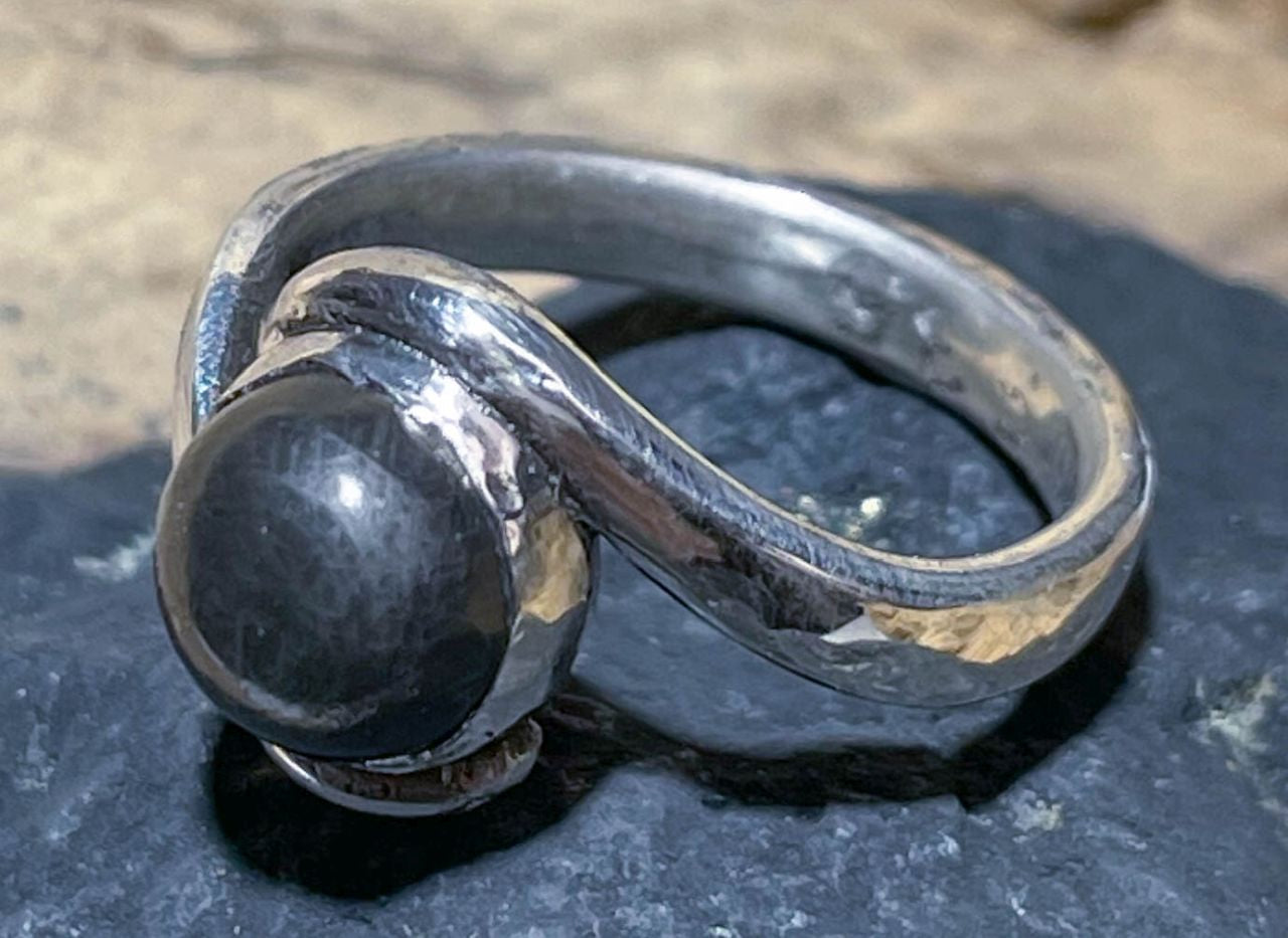 Schungit Schmuck Edelstein Ring aus 935er Silber - Made in Germany - Größe 56 - #7153