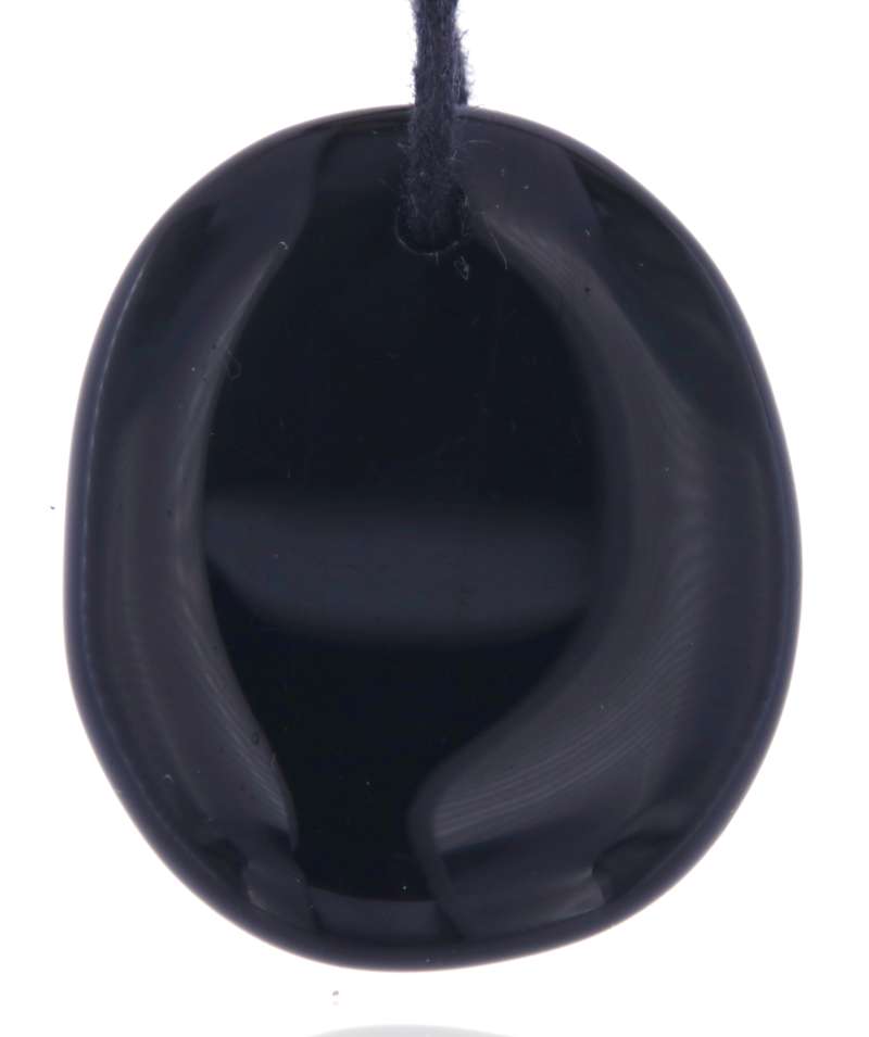 schwarzer Obsidian - Trommelstein Schmuck Ketten Anhänger - Edelstein A Qualität #5805