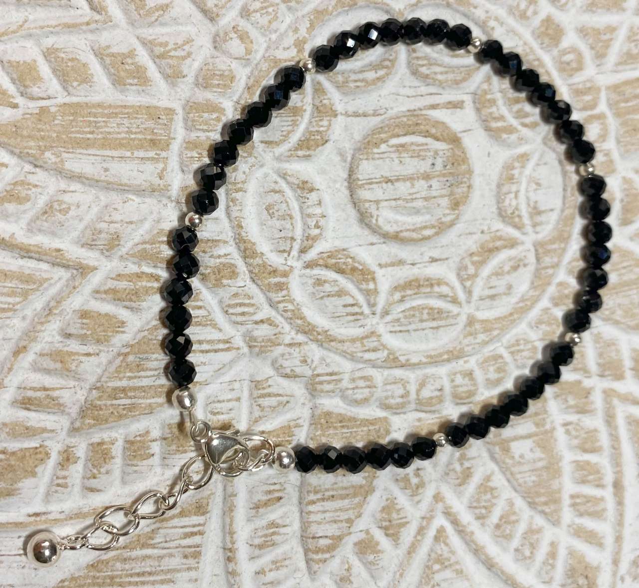 edles Armband schwarzer Turmalin / Schörl - Edelstein - Edelsteinarmband Schmuck 925er Silber - A Qualität #4063