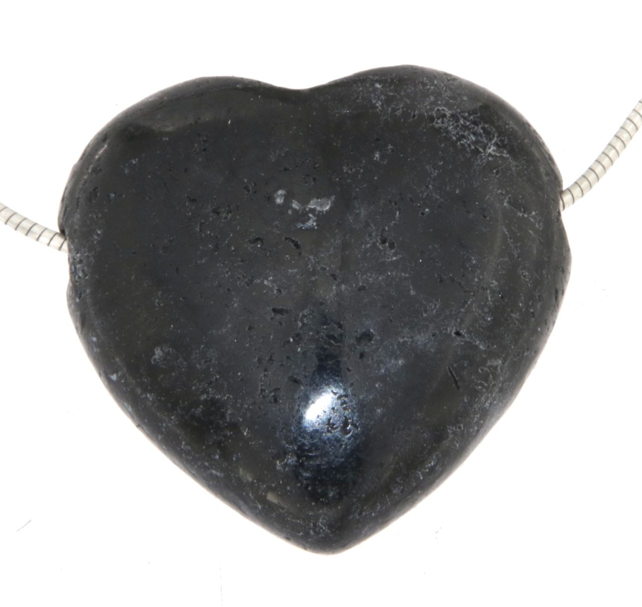 schwarzer Turmalin / Schörl Herz - Trommelstein Schmuck Ketten Anhänger - Edelstein A Qualität #7185