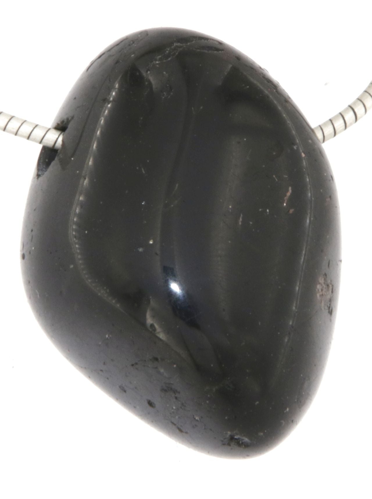 schwarzer Turmalin / Schörl Trommelstein Schmuck Ketten Anhänger - Edelstein A Qualität #5073