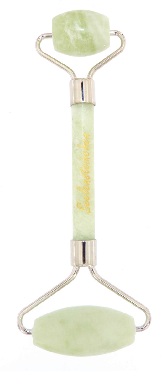 Serpentin PREMIUM Vital Massage Set Crystal Roller + Gua Sha - Guasha - Edelsteinroller - Jade - Gesichtsroller