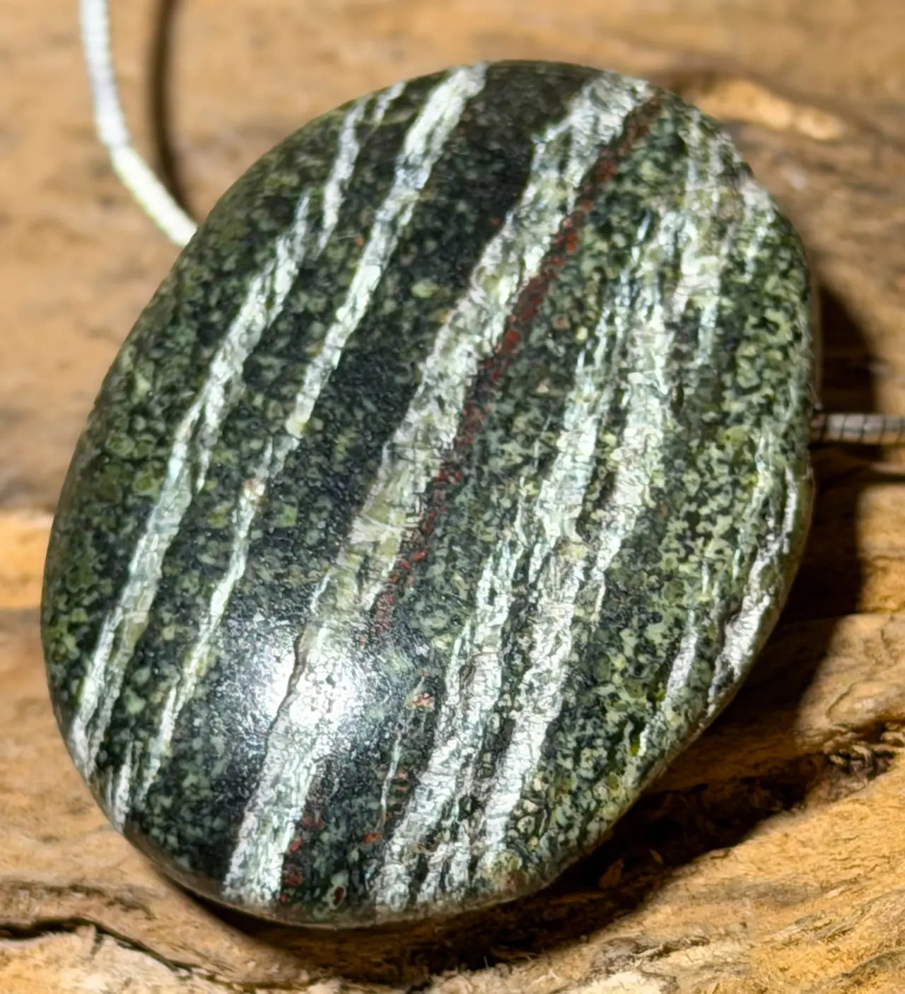 Silberauge Serpentin Trommelstein Edelstein Schmuck Ketten Anhänger - A Qualität #5137 - seelensteinchen