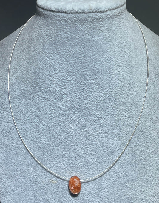 Sonnenstein Schmuck - Edelsteinkette - Edelstein Kette - Collier 45cm - 925er Silber #7163