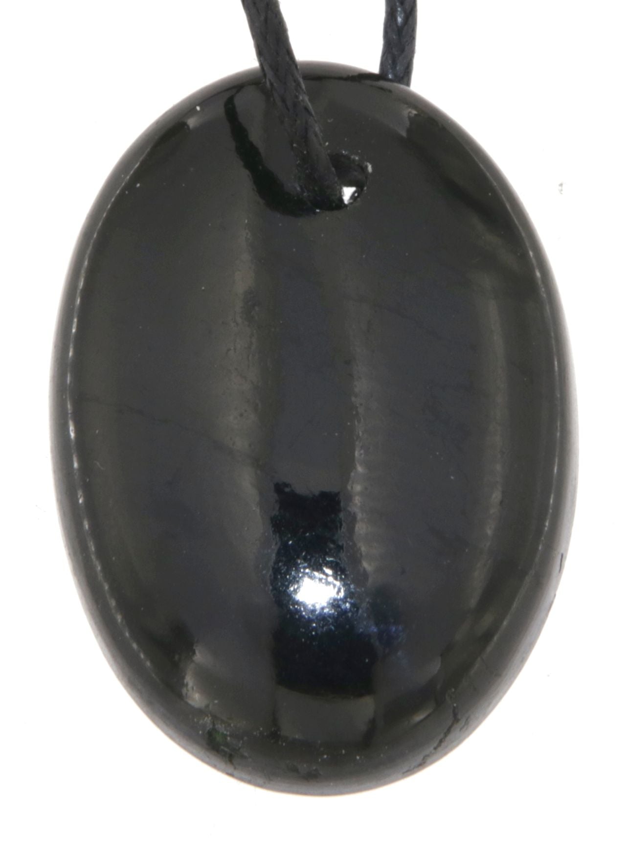 schwarzer Turmalin / Schörl Trommelstein Cabochon Schmuck Ketten Anhänger - Edelstein A Qualität #6647