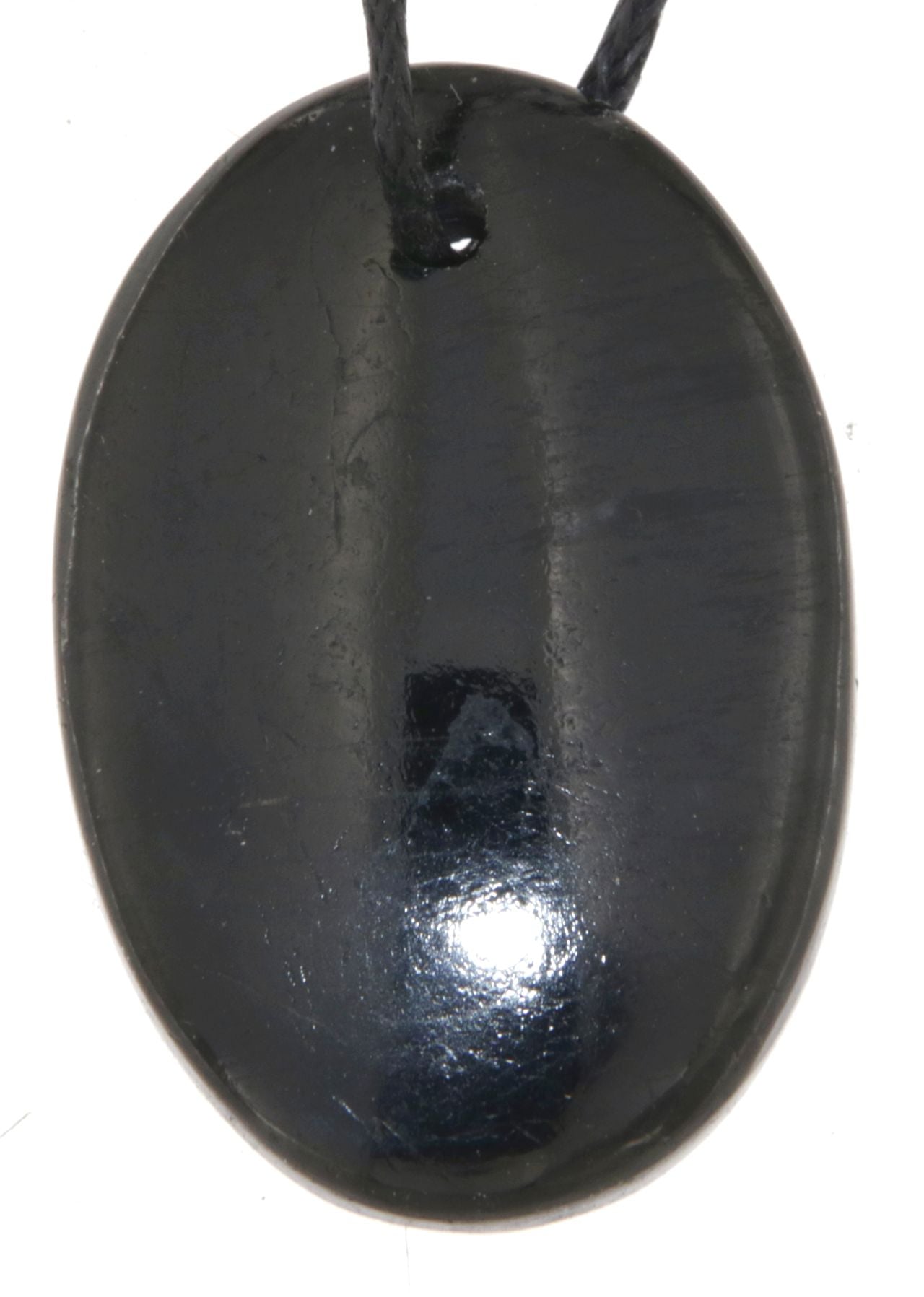schwarzer Turmalin / Schörl Trommelstein Cabochon Schmuck Ketten Anhänger - Edelstein A Qualität #6646