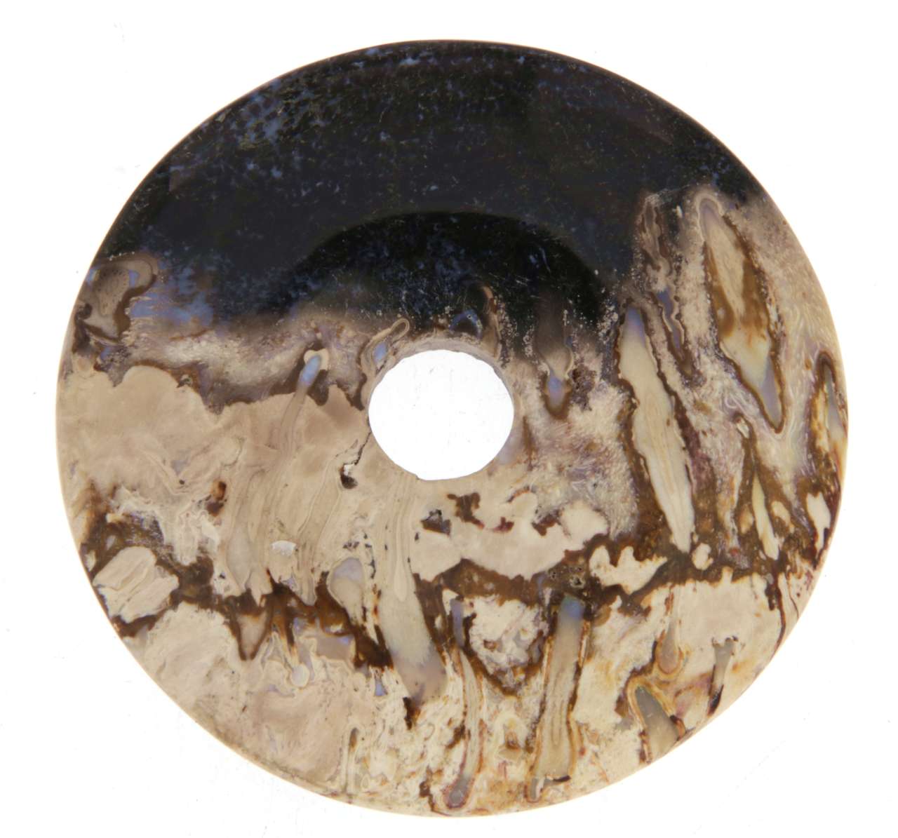 versteinertes Holz Donut - PI Scheibe Schmuck Ketten Anhänger 45mm - A Qualität #5135