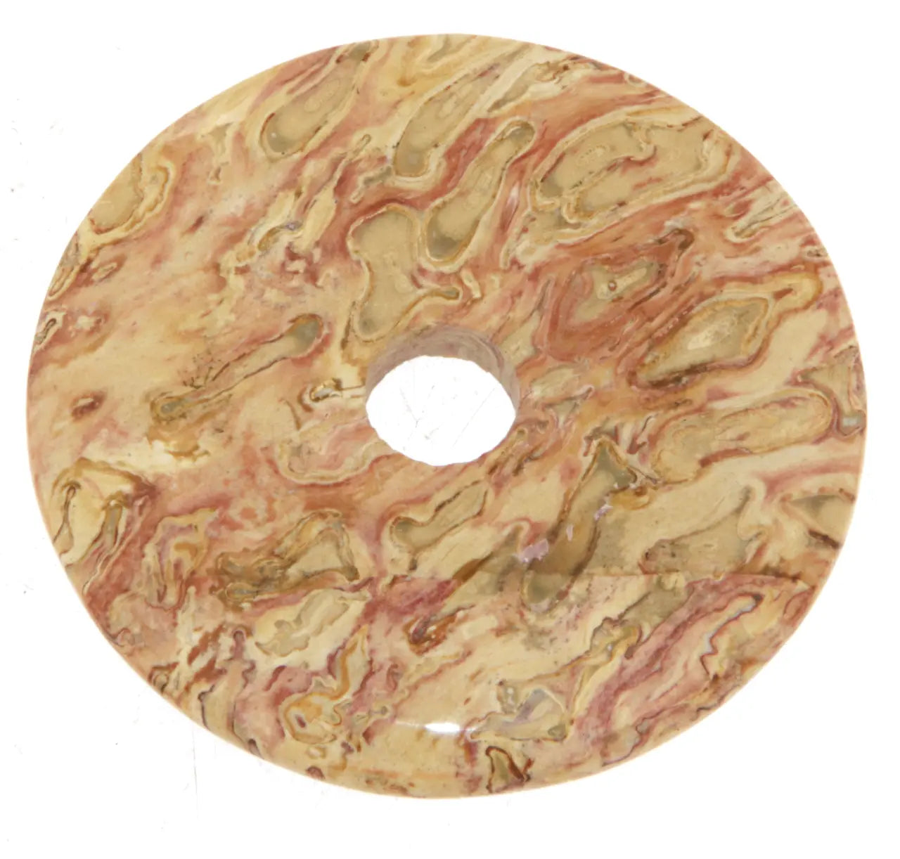 Palmholz versteinert Donut Edelstein Schmuck Ketten Anhänger 45mm - A Qualität #7380