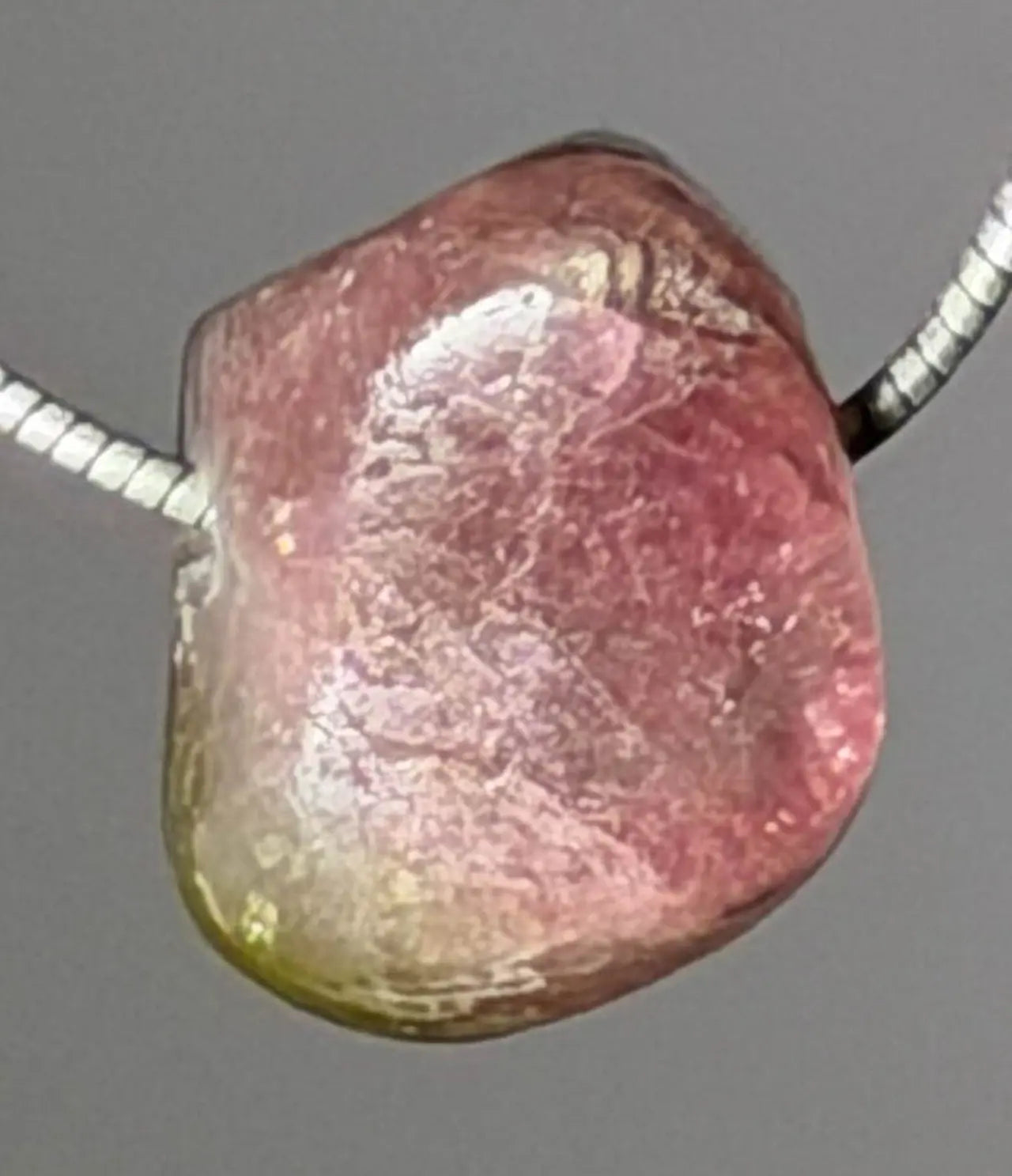 Wassermelonen Turmalin Edelstein Trommelstein Schmuck Ketten Anhänger #0158
