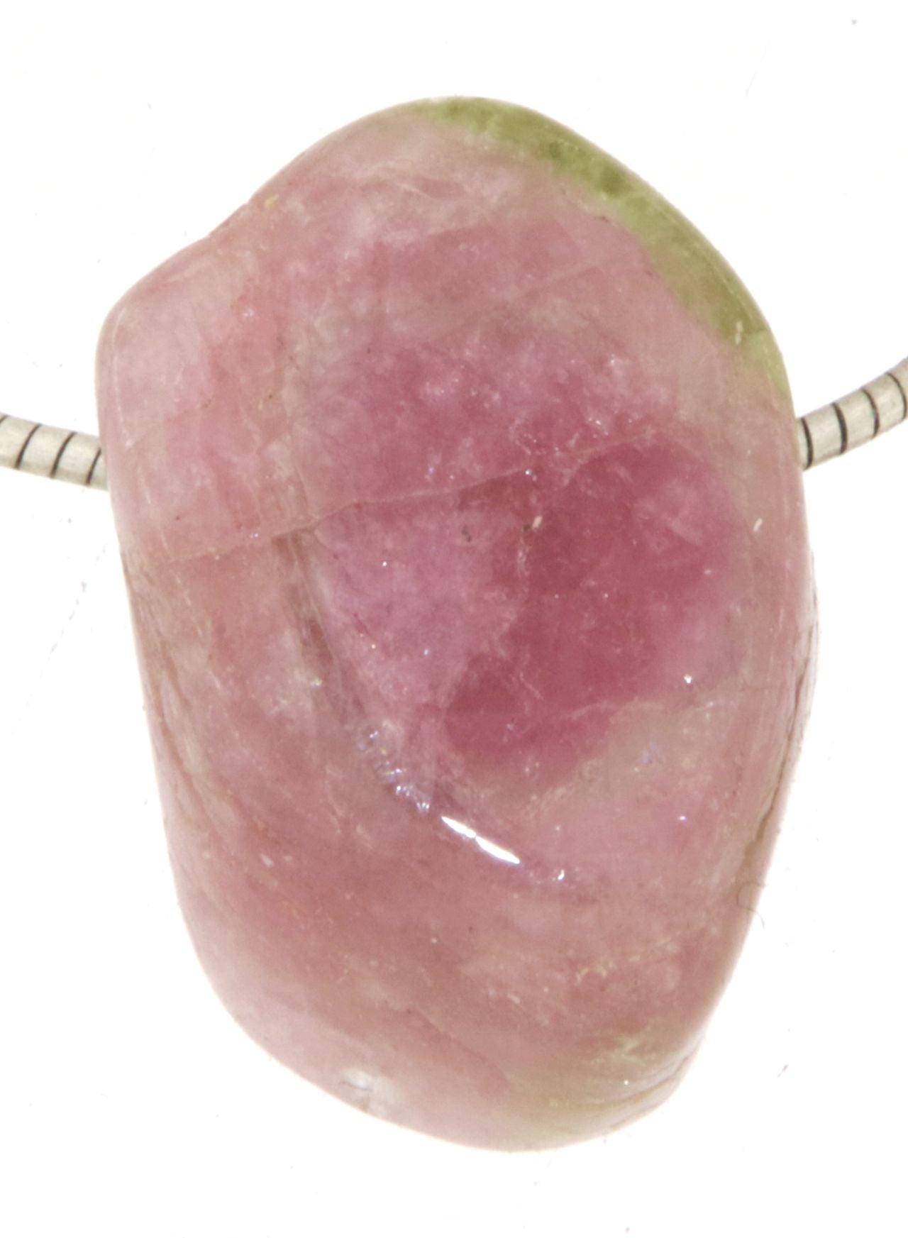 Wassermelonen Turmalin Trommelstein Edelstein Schmuck Ketten Anhänger #0095