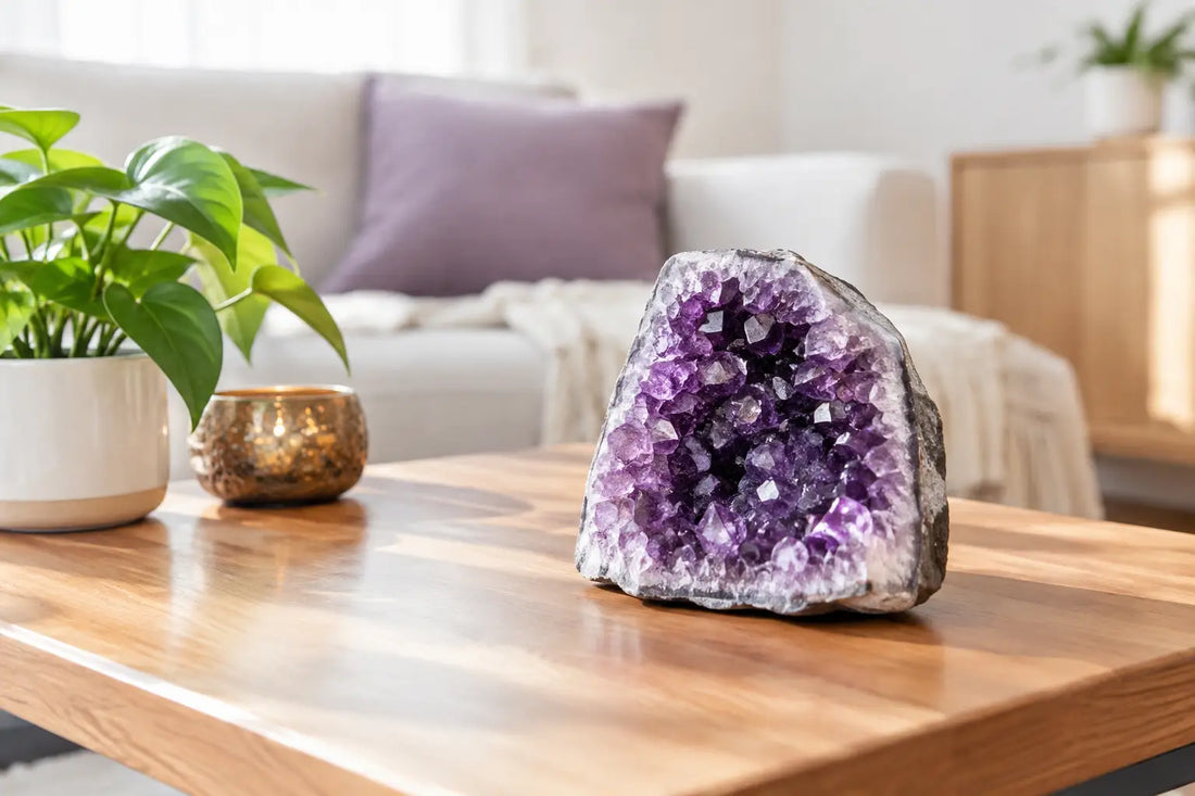 Amethystdruse zuhause passend platzieren