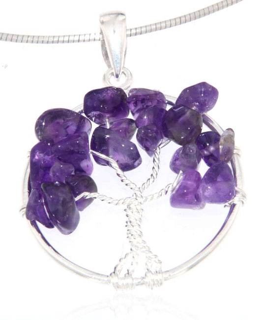Weltenbaum - Lebensbaum Anhänger Schmuck Ketten Amethyst - 925er Silber #0012
