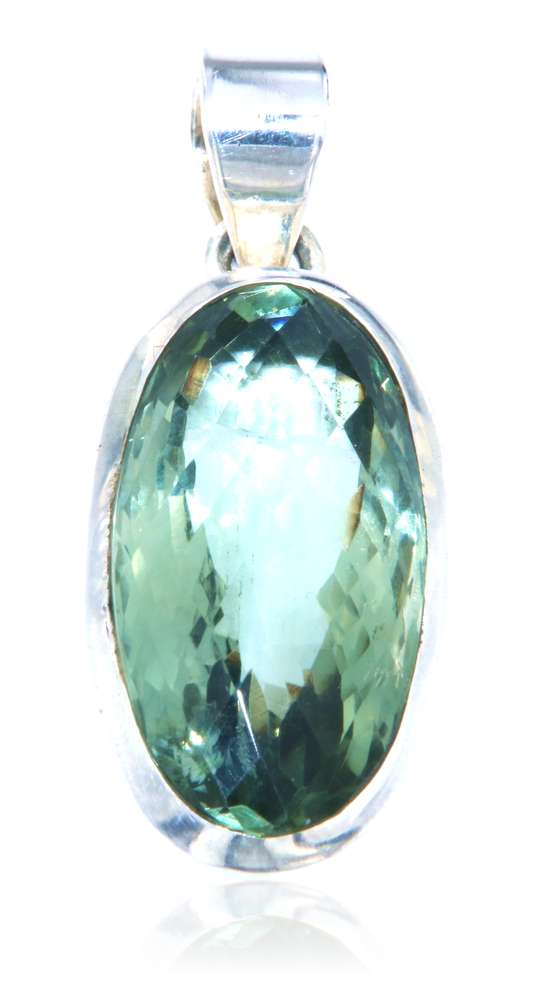 grünem Amethyst Schmuck Ketten Anhänger Edelstein - A Qualität - 925er Silber #0439