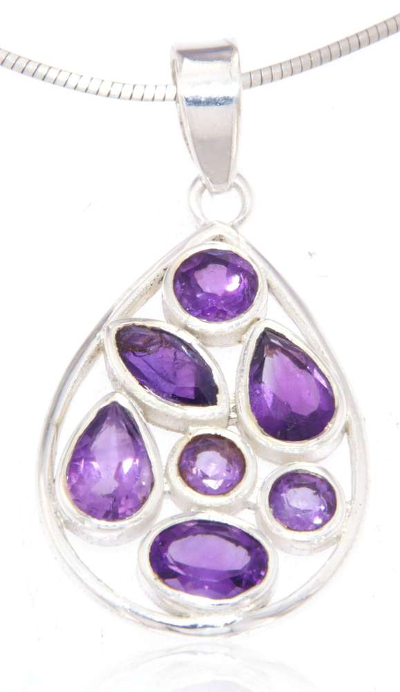 Edelstein Schmuck Ketten Anhänger Amethyst- 925er Silber #4068