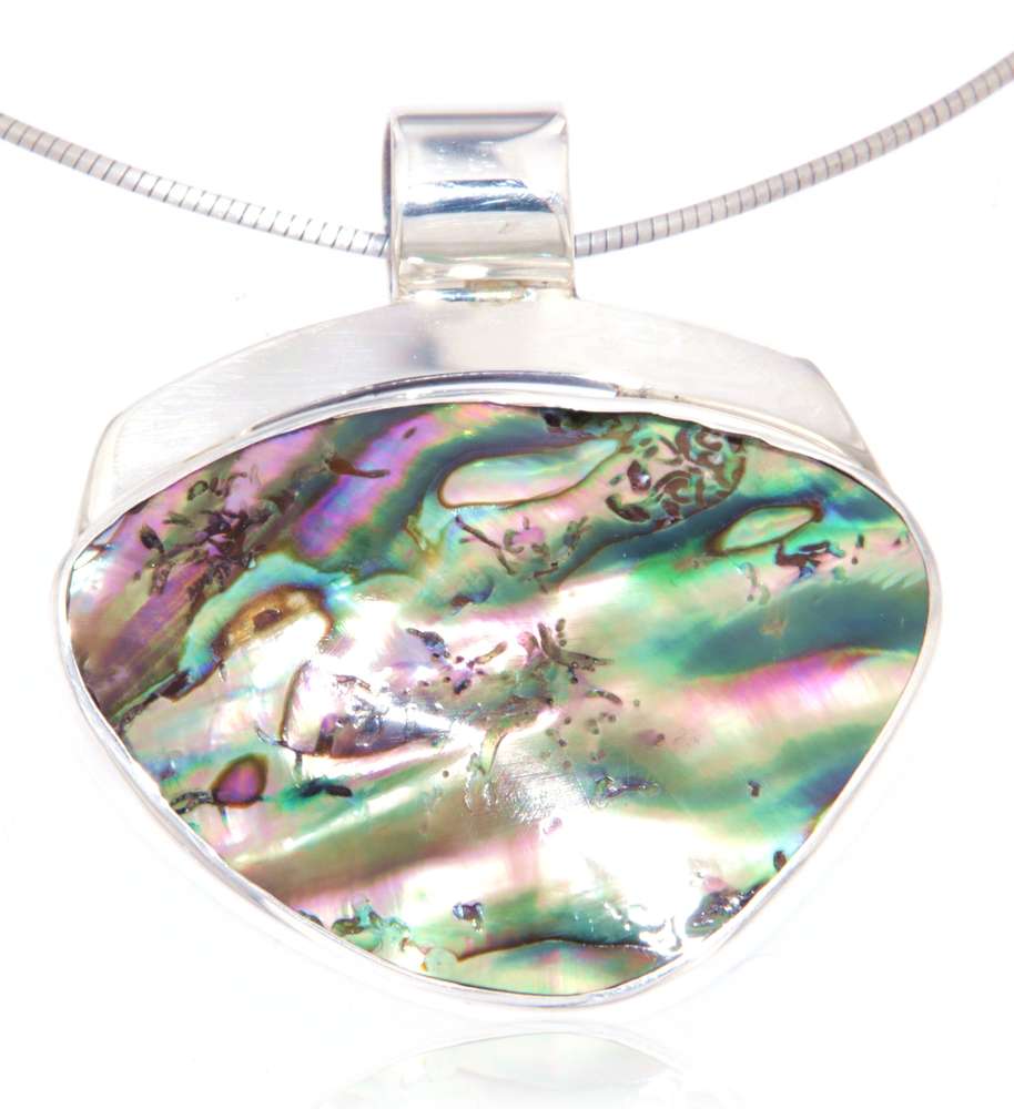 edler Schmuck Ketten Anhänger mit Paua Muschel A Qualität - 925er Silber #4114