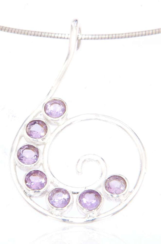 edler Spiral Schmuck Ketten Anhänger mit Amethyst - 925er Silber #4059