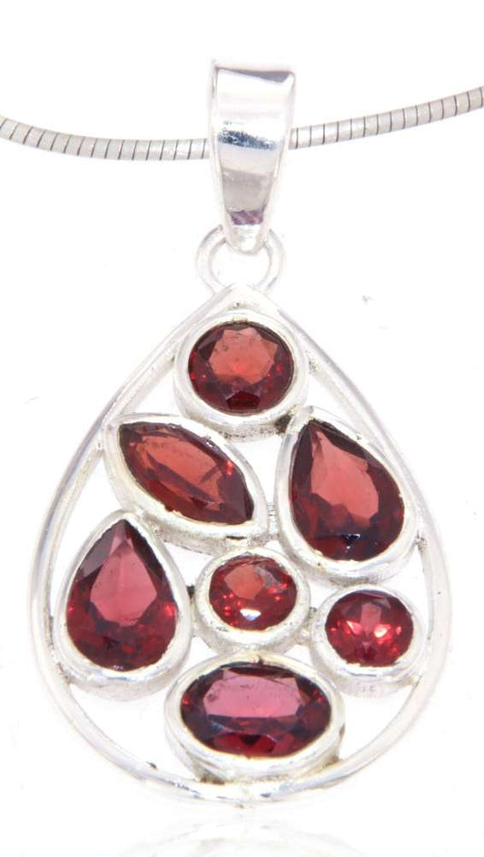 edler Schmuck Ketten Anhänger Granat - 925er Silber #4067