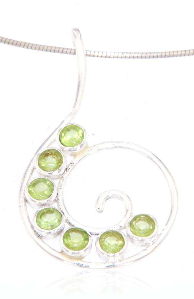 edler Spiral Schmuck Ketten Anhänger mit Peridot - 925er Silber #4060