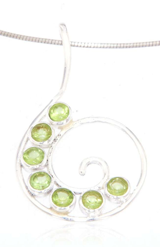 edler Spiral Schmuck Ketten Anhänger mit Peridot - 925er Silber #4060