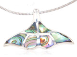 Dolphin Fin Jewelry Chain Pendant with Paua Shell A Quality - 925 Sterling Silver #4118