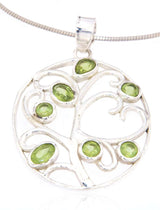 edler Lebensbaum Schmuck Ketten Anhänger Peridot - 925er Silber #4048