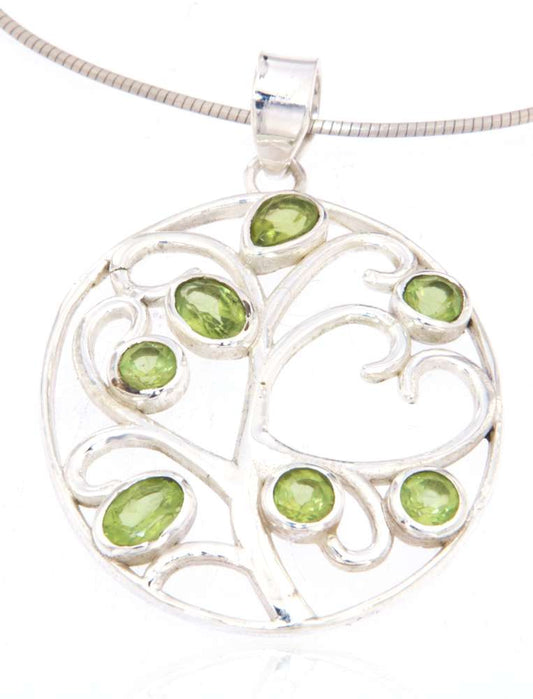 edler Lebensbaum Schmuck Ketten Anhänger Peridot - 925er Silber #4048