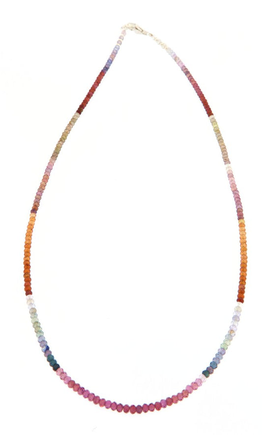 Saphir facettiert Edelstein Schmuck Kette - Collier - 925er Silber #0007