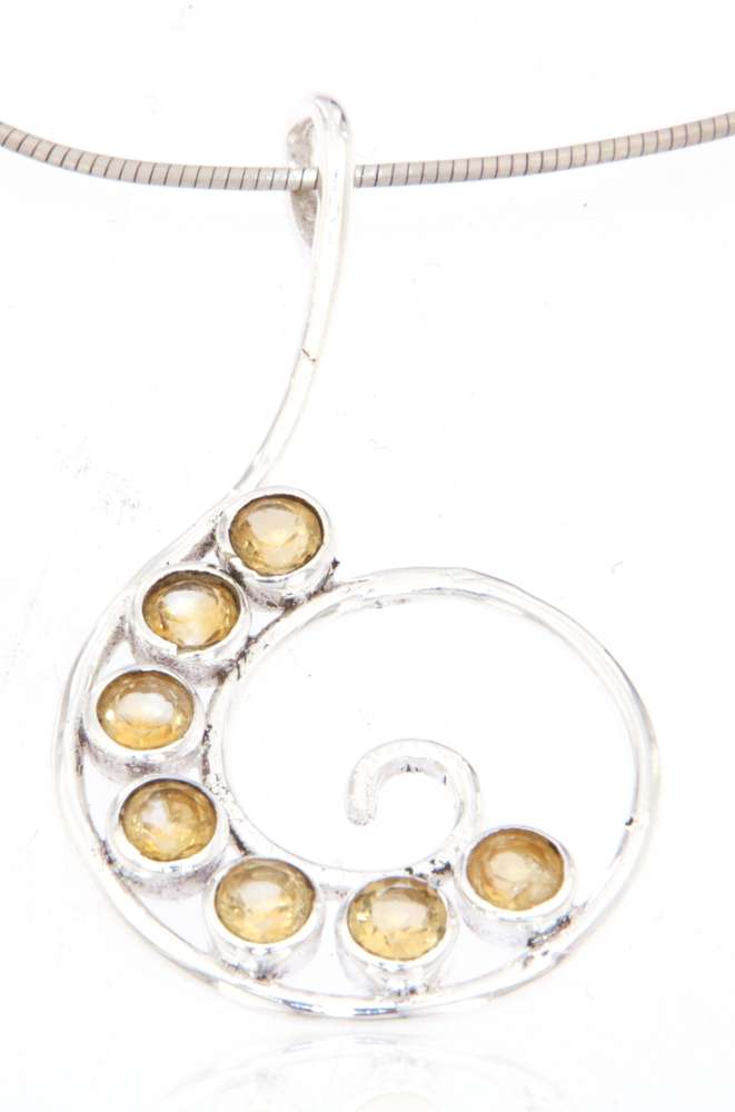 edler Spiral Schmuck Ketten Anhänger mit Citrin - 925er Silber #4058
