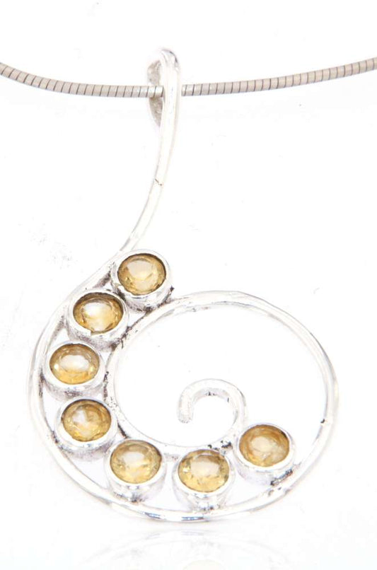 edler Spiral Schmuck Ketten Anhänger mit Citrin - 925er Silber #4058
