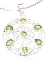 Colgante de plata de ley 925 con la flor de la vida y peridoto #4071