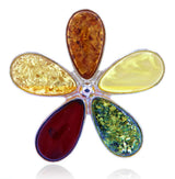 Blumen Schmuck Ketten Anhänger mit Bernstein A Qualität - 925er Silber #5002