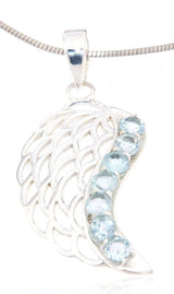 edler Engelsflügel Schmuck Ketten Anhänger blauer Topas - Engel - 925er Silber #4045