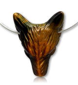 Colgante lobo cabeza de lobo de ojo de tigre - Calidad A #0266
