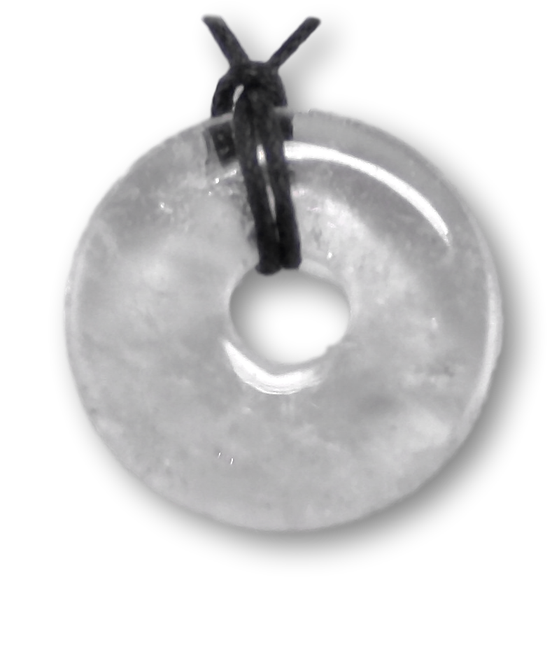 Bergkristall Donut - PI Scheibe Edelstein Schmuck Ketten Anhänger AA Qualität 30mm #2066