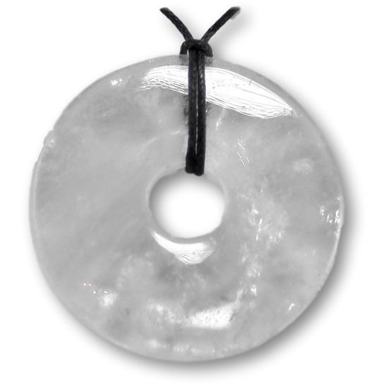 Bergkristall Donut - PI Scheibe Edelstein Schmuck Ketten Anhänger AA Qualität 50mm #2068