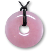 Rose Quartz Donut - PI Disc - Gemstone Pendant - A Quality 30mm