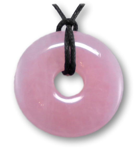 Rosenquarz Donut - PI Scheibe - Schmuck Ketten Anhänger Edelstein - A Qualität 30mm